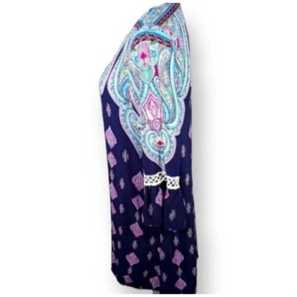 UMGEE USA BLUE & PINK BOHO-INSPIRED VNECK DRESS SZ.S EUC. - Picture 4 of 7